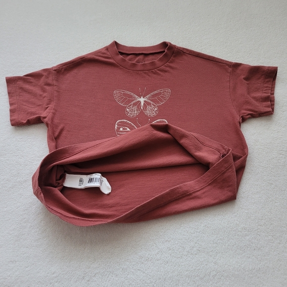 gef | Butterfly Magic Short Sleeve T-Shirt Clay & White EUC Size 6 - Picture 6 of 12